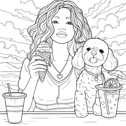Girl and Dog by the Beach