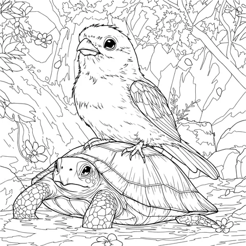 Yellow Bird and Turtle