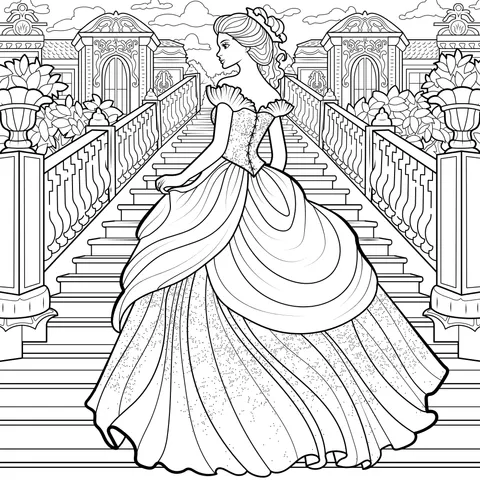 Elegant Princess Strolling on Palace Steps