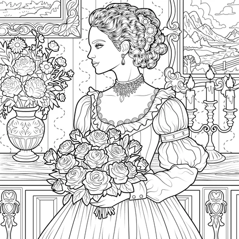 Elegant Lady Holding Flowers