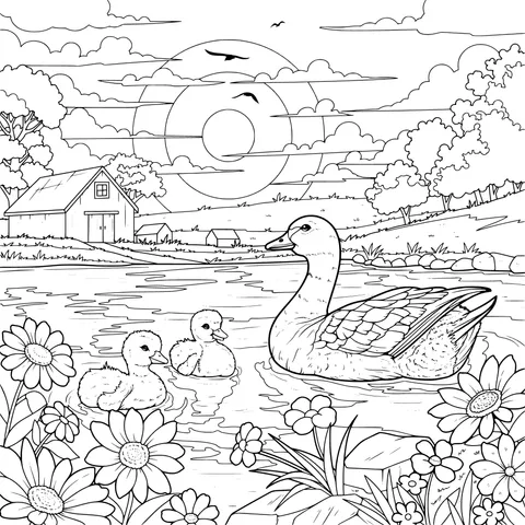 Ducks by the Pastoral Lake
