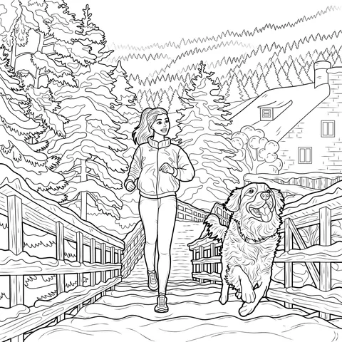 Winter Dog - walking Scene