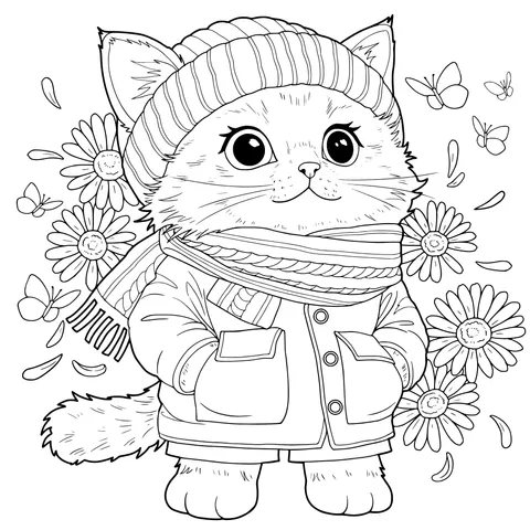 Cute Cat in Winter Wear