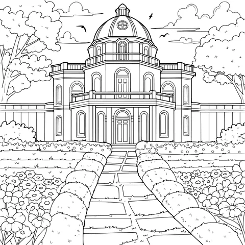 Elegant Building in a Dreamy Garden