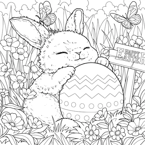 Happy Easter Bunny and Egg
