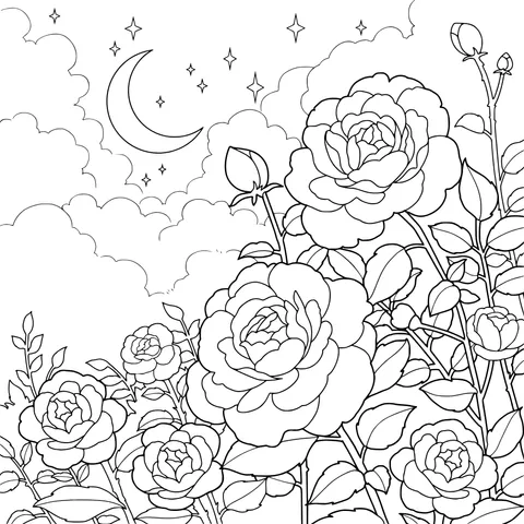 Roses under the Moonlit Night