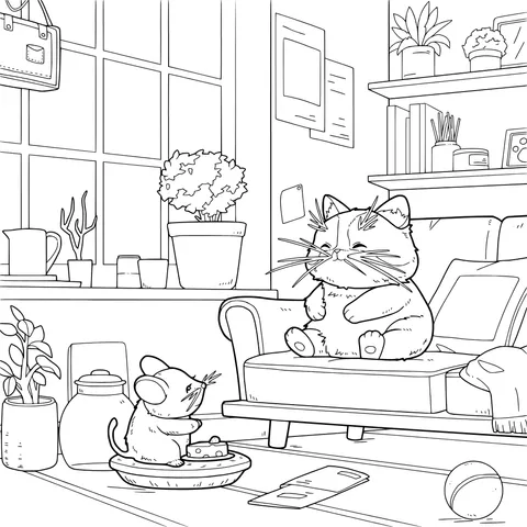 A Cozy Time for Cat and Mouse