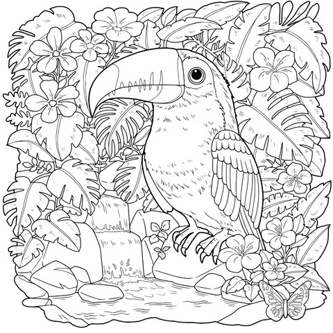 Toucan and Tropical Landscape