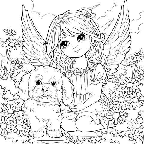 Angel - girl and Puppy
