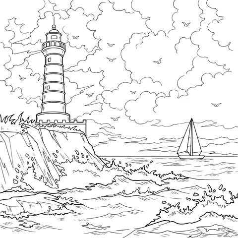 Beautiful Lighthouse by the Sea