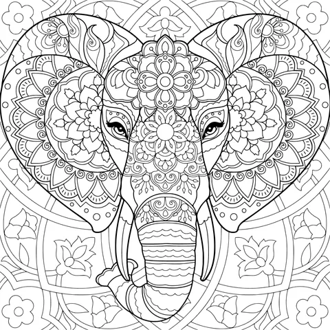 Mandala - style Elephant Pattern