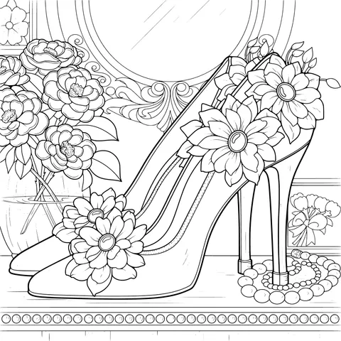 High - heeled Shoes Decorated with Flowers