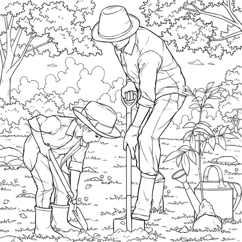 Parent - child Tree - planting Scene