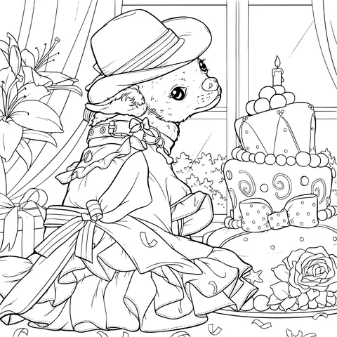 Dressed - up Dog Celebrating Birthday