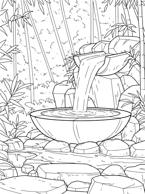 Serene Water Scene in Bamboo Grove