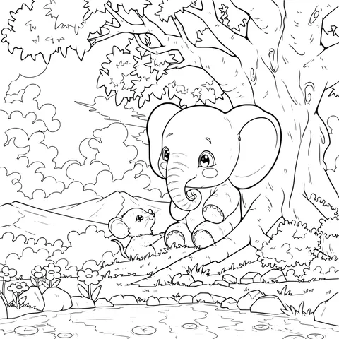 Little Elephant and Mouse under the Tree