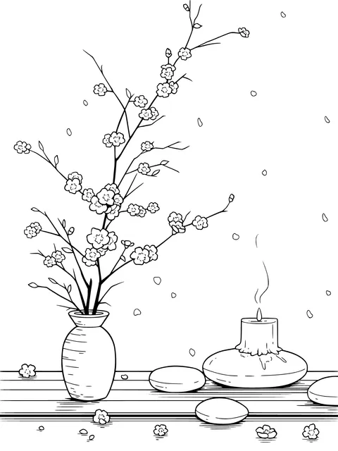 Serene Vase with Flower Arrangement Scene