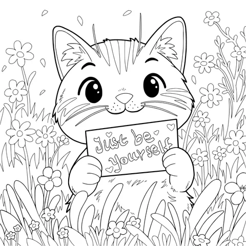 Cute Cat Holding a Sign