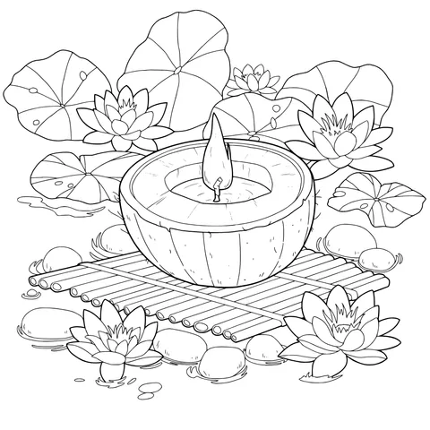 Candle - flame in the Lotus Pond