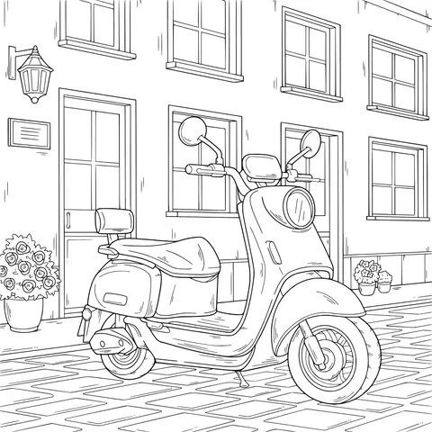 Blue Scooter on the Street