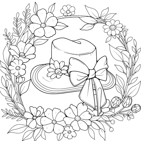 Hat in a Flower Wreath