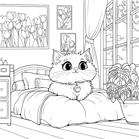 Cat in a Cozy Bedroom