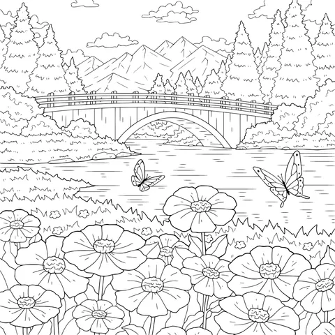 Beautiful Scenery by the Bridge