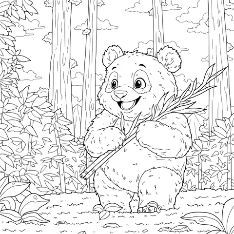 Cute Panda in the Bamboo Forest