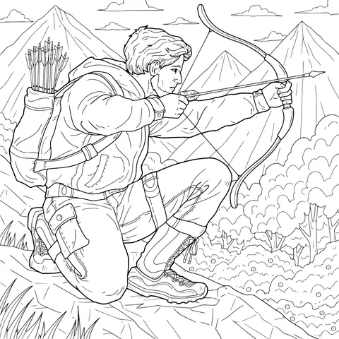 Outdoor Man Shooting an Arrow