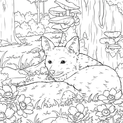 Resting Fox in the Forest