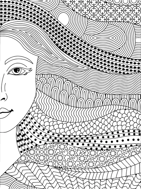 Woman with Colorful Wavy Hair