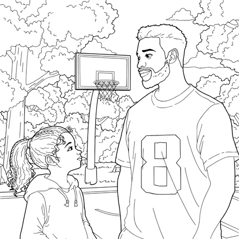 Father - daughter interaction on the basketball court