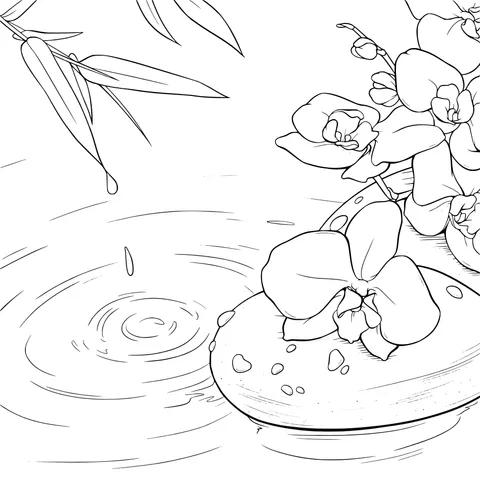 Orchids by the Water Scene