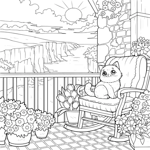 Cat on a Cozy Balcony