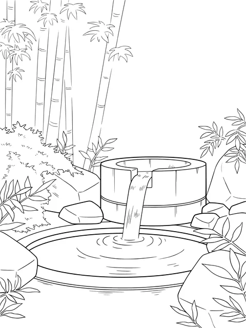 Serene Bamboo Forest and Clear Spring Scene