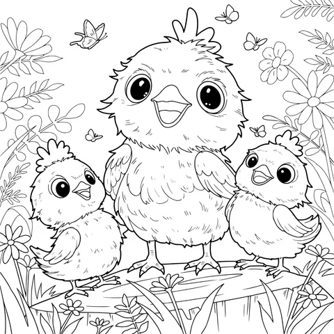 Cute Chick Family