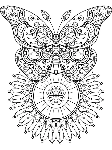 Colorful Butterfly and Mandala Pattern