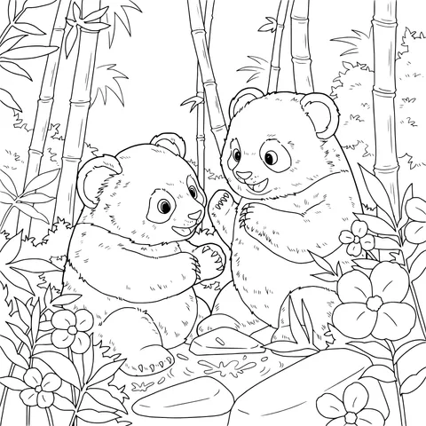 Pandas in the Bamboo Forest