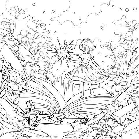 Girl on the Magical Book Page