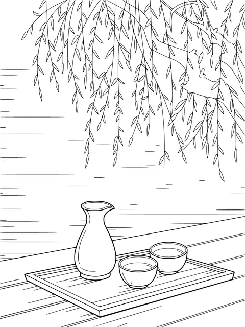 Tea - set Scene by the Lake