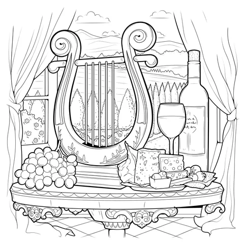 Delicacies and Wine beside the Harp