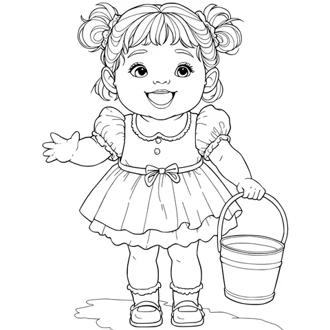 Cute Little Girl with a Bucket