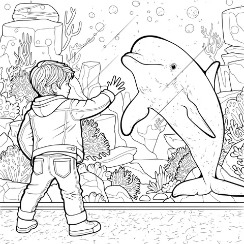 Interaction between a Boy and a Dolphin