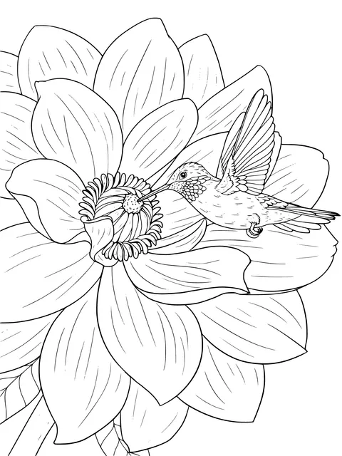 Hummingbird and Dahlia