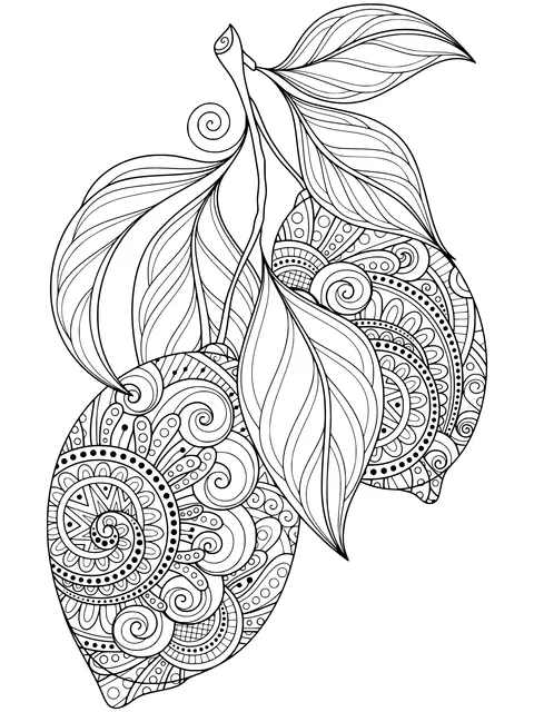 Ornamental Lemons and Green Leaves