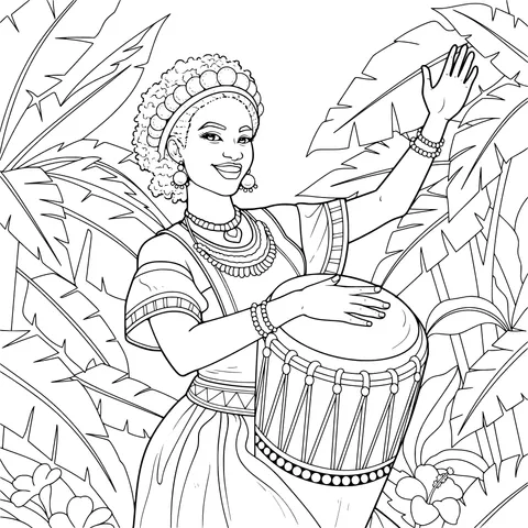 African Woman Playing the Drum