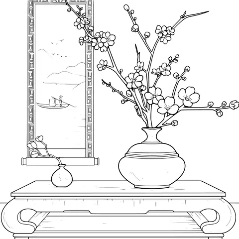 Elegant Chinese - style Flower - arranging Scene