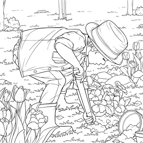 Boy Working in the Garden