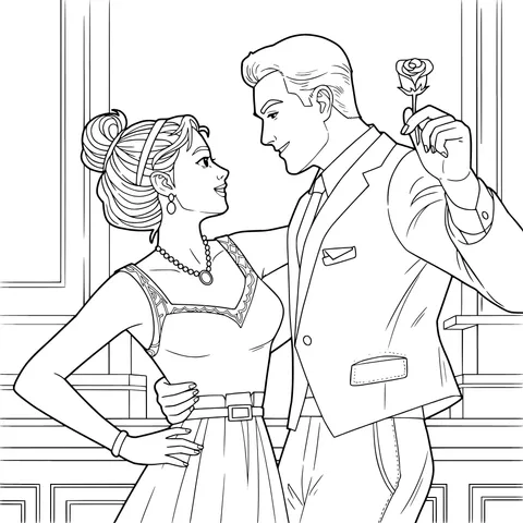 Romantic Moment of Retro - styled Couple