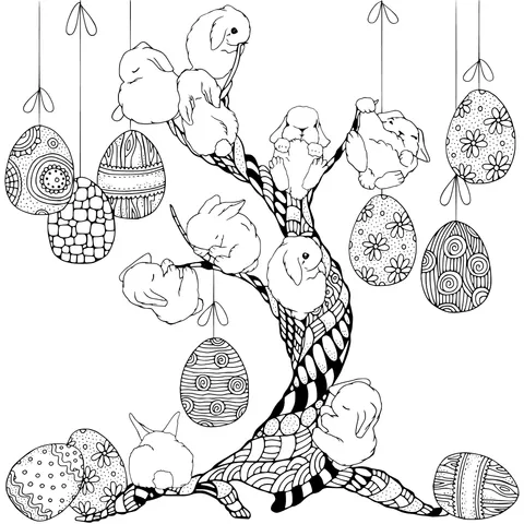 Easter Bunnies and Egg - decorated Tree